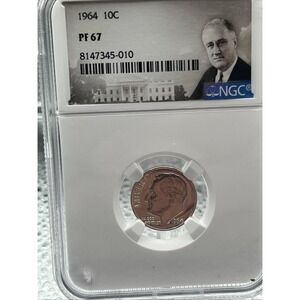1964 Roosevelt Dime Proof PF67 NGC Graded. Great Price!